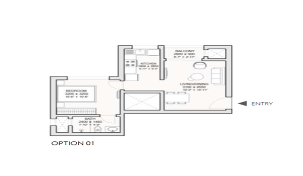 2 BHK Apartment Layout